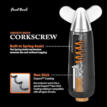 Final Touch Easy Turn Spring Assist Wine Corkscrew