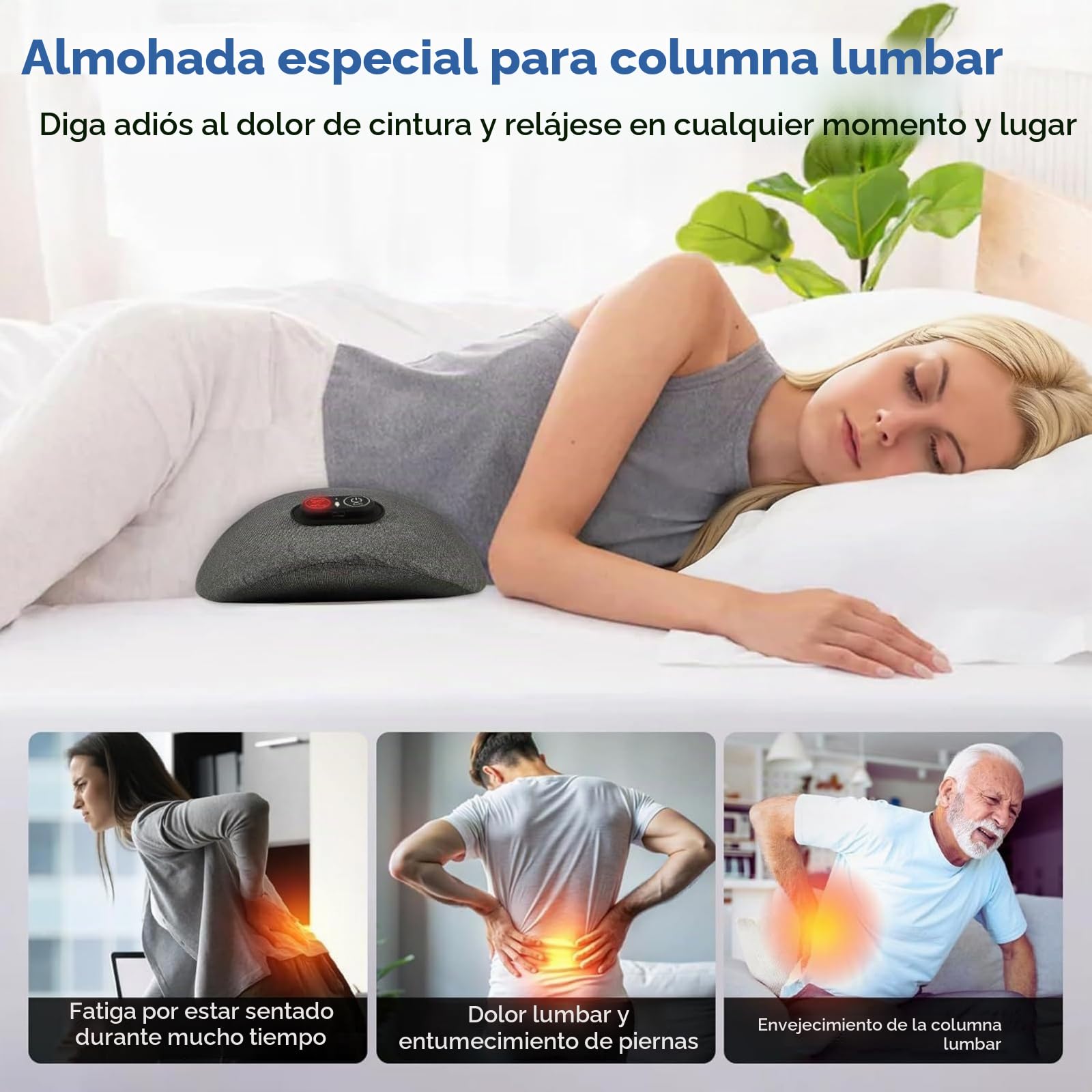Masajeador De Ciatica Eléctrica 3 En 1, Masajeador De Espalda Triple Fusión Con Calor, Vibración, Levantamiento De Tracción, Portátil Y Enchufable, Regalos Mamá/papá/mujeres (Gris oscuro)
