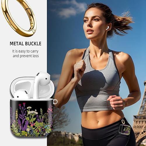 Miniatura 2 de Compatible con funda para Airpod 1 y 2, carcasa protectora rígida con llavero, funda de diseño elegante para AirPod, ideal para mujeres, carga