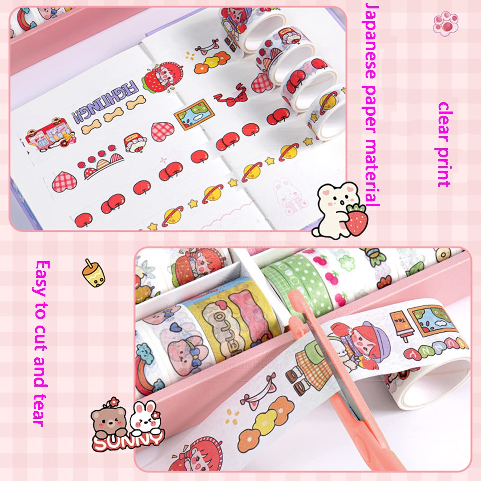 Washi Tape, 100 Rollos De Cinta Adhesiva Decorativa Washi Tape, para DIY Manualidades, Revistas, Planificadores, Tarjetas, Scrapbook,Calendario, Diario De La Biblia Y Envoltura De Regalos,B