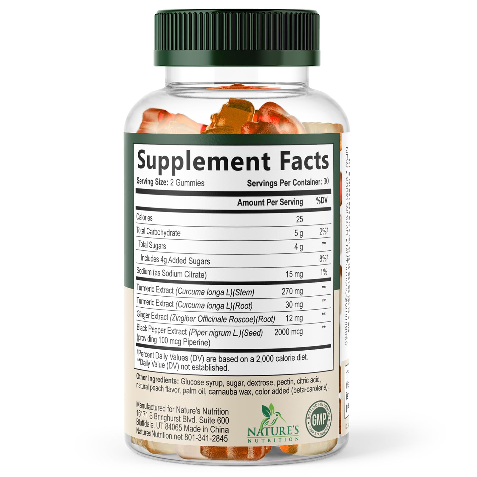Turmeric Gummies - 95% Curcuminoids - Best Turmeric Curcumin Supplement with Ginger, Black Pepper for Enhanced Absorption, Natural Vegan Joint Support Curcumin Gummy - Tasty Peach Flavor - 60 Gummies — Amazon image 9