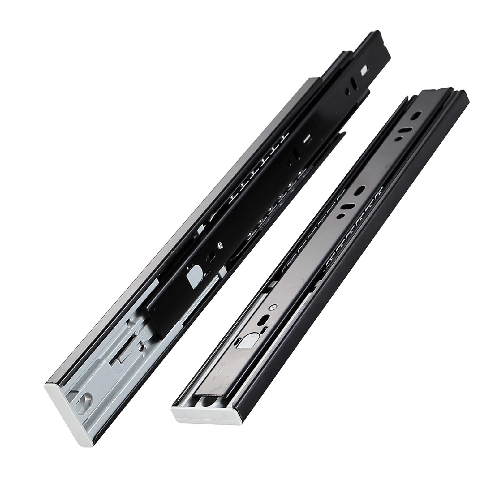 AOLISHENG 1 Pair Push to Open Drawer Slides 12 14 16 18 20 22 24 Inch 100 lb Load Capacity Side Mount Handleless Ball Bearing Full Extension Touch Open Rails Cabinet Metal Runner Dresser Glide Black