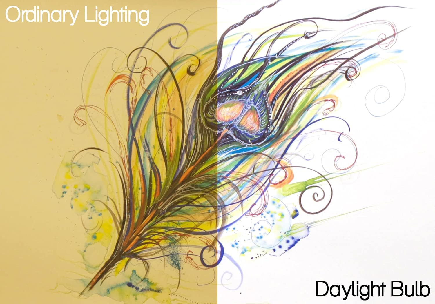 Comparison of ordinary lighting versus Daylight Bulb for paint colors