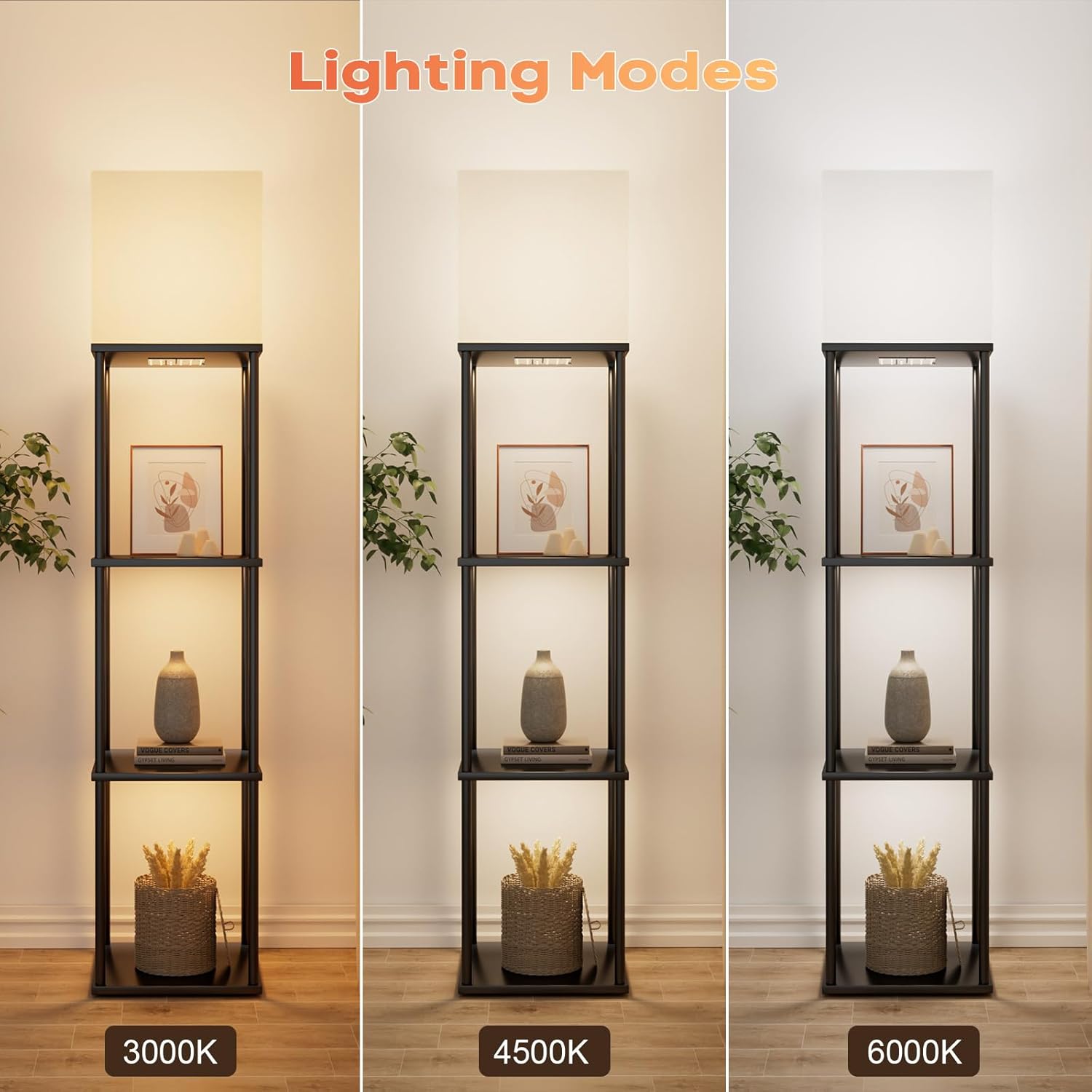3-Pack Under Shelf Lighting for 3 Tier Floor Shelves, Ultra-Bright Square10 Dimmable Slim Stick on Lights,3-Color Timer 3/9/12H,Decor Lights for Living Room, Bedroom,Kitchen Storage Display Rack