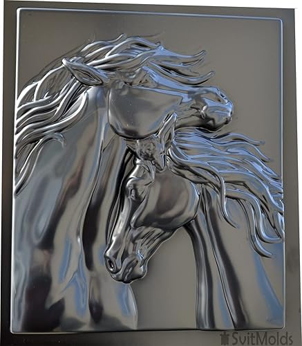 Miniatura 1 de SvitMolds Molde DIY Panno Panel Bas-Relief Bonito Caballo Cabeza de Corazón Placa de Hormigón Moldes Decoración Pared D82