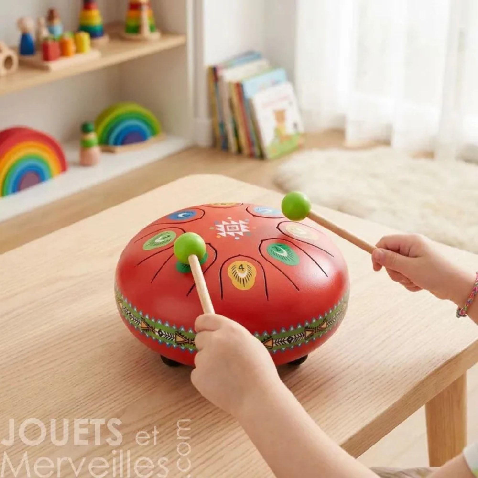 Djeco Musikinstrument Spielzeug - Animambo Zungentrommel rot 8 Töne FSC.