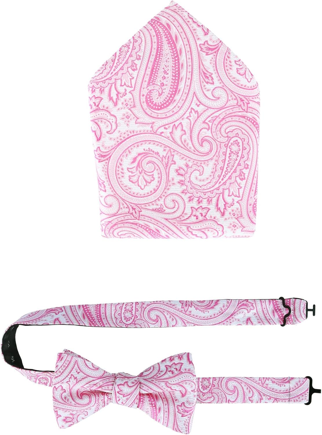 Trafalgar Men's Sobee Paisley Silk Bow Tie & Pocket Square Set, Pink