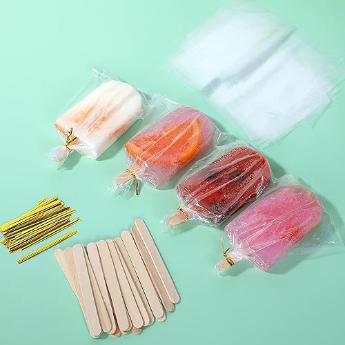 Miniatura 6 de Juego de moldes para paletas de hielo, 12 cavidades, moldes de silicona para congelar con 50 palitos de paletas, 50 bolsas de paletas, 50 bolsas de