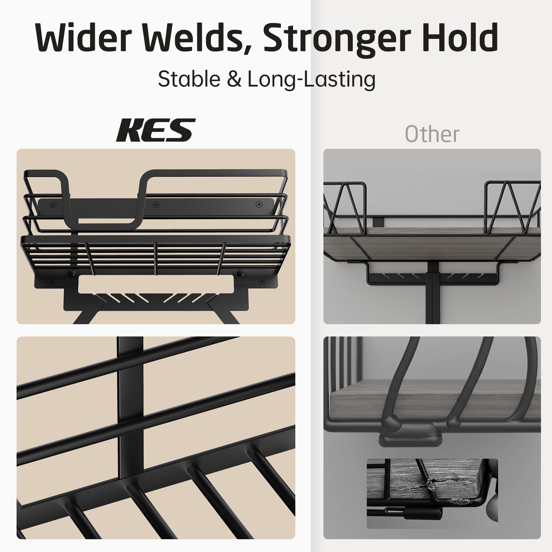 KES Bügelbretthalter Wand Hängen mit 41kg hoher Kapazität, Bügeleisenhalter Bügelbrett Aufhänger Bügelbrett Halterung mit Korb für T&Y Form, Schwarz, HIR502-BK