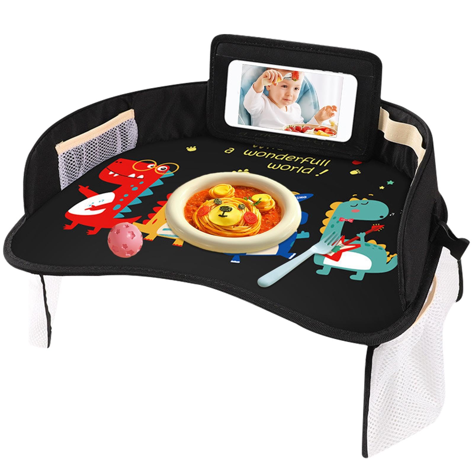 Bandeja para mesa de asiento de automóvil,Mesa de comedor para asiento de automóvil | Bandeja de comedor impermeable para asiento infantil | Mesa con bandeja de comedor para coche, multifunción, peque