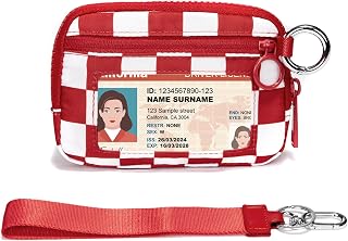 Keychain Wallet for Women with Clear ID Window, Coin Pouch and Wrist Strap | Quick-Access Design with Front Zip Pocket, 3 Card Slots, Inner Mesh Pocket and Lipstick Holder