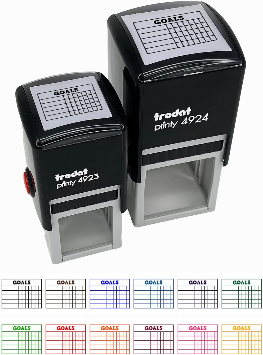 Goals Weekly Habit Tracker Grid Fill-in Self-Inking Rubber Stamp Ink Stamper - 1-1/2 Inch Large - Black Ink
