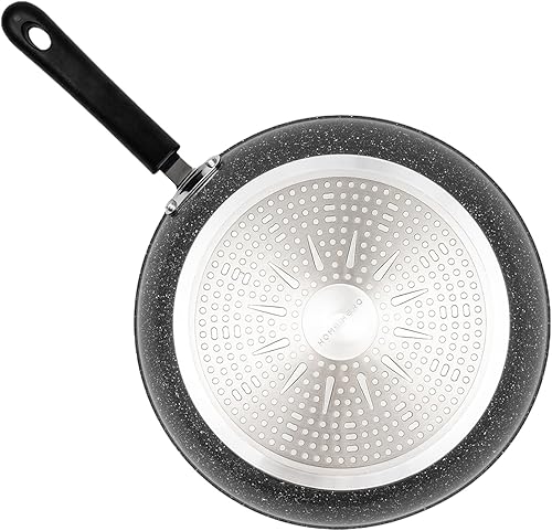 Miniatura 7 de HuaShuani Sartén antiadherente de 11.02 pulgadas, sartén de granito antiadherente, utensilios de cocina de piedra con tapa y asa, tapa de vidrio
