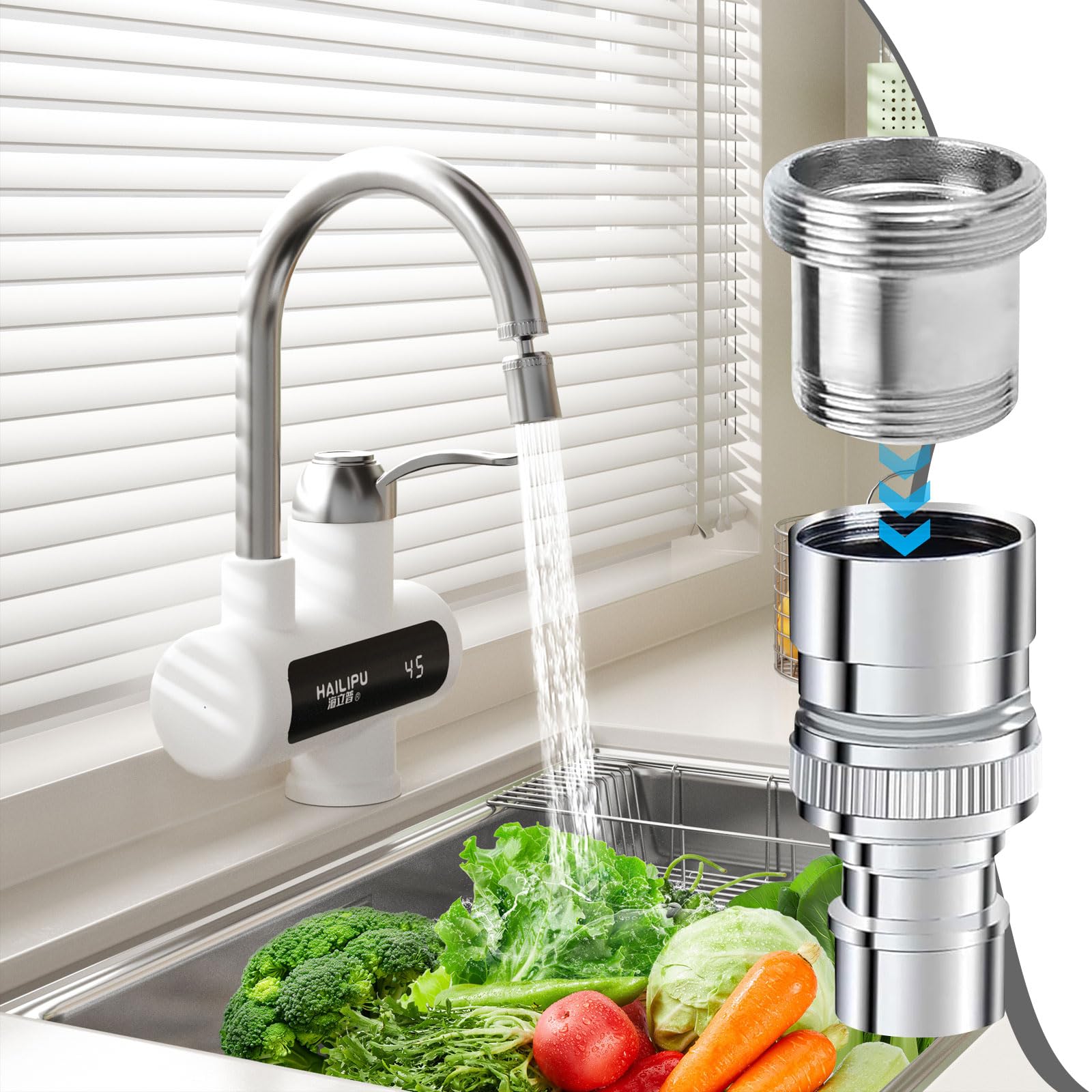 4 Pezzi Adattatore Rubinetto, Adattatore a Doppia Filettatura in Ottone, per Aeratore Rubinetto Cucina, Filtro per Acqua, con 4 Guarnizioni