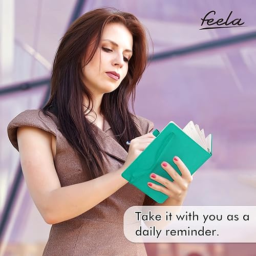 Vista 6 de feela Paquete de 5 cuadernos a granel, cuadernos de tapa dura clásicos rayados con soporte para bolígrafo para mujeres y niñas, suministros