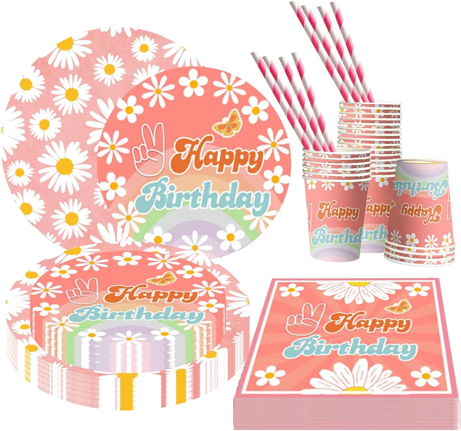 Daisy Party SuppliesDaisy Flower Tableware Include Dinner