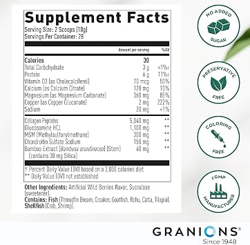 Granions Glucosamine Chondroitin MSM Powder and Collagen Hyaluronic Complex - Joint Support Bundle
