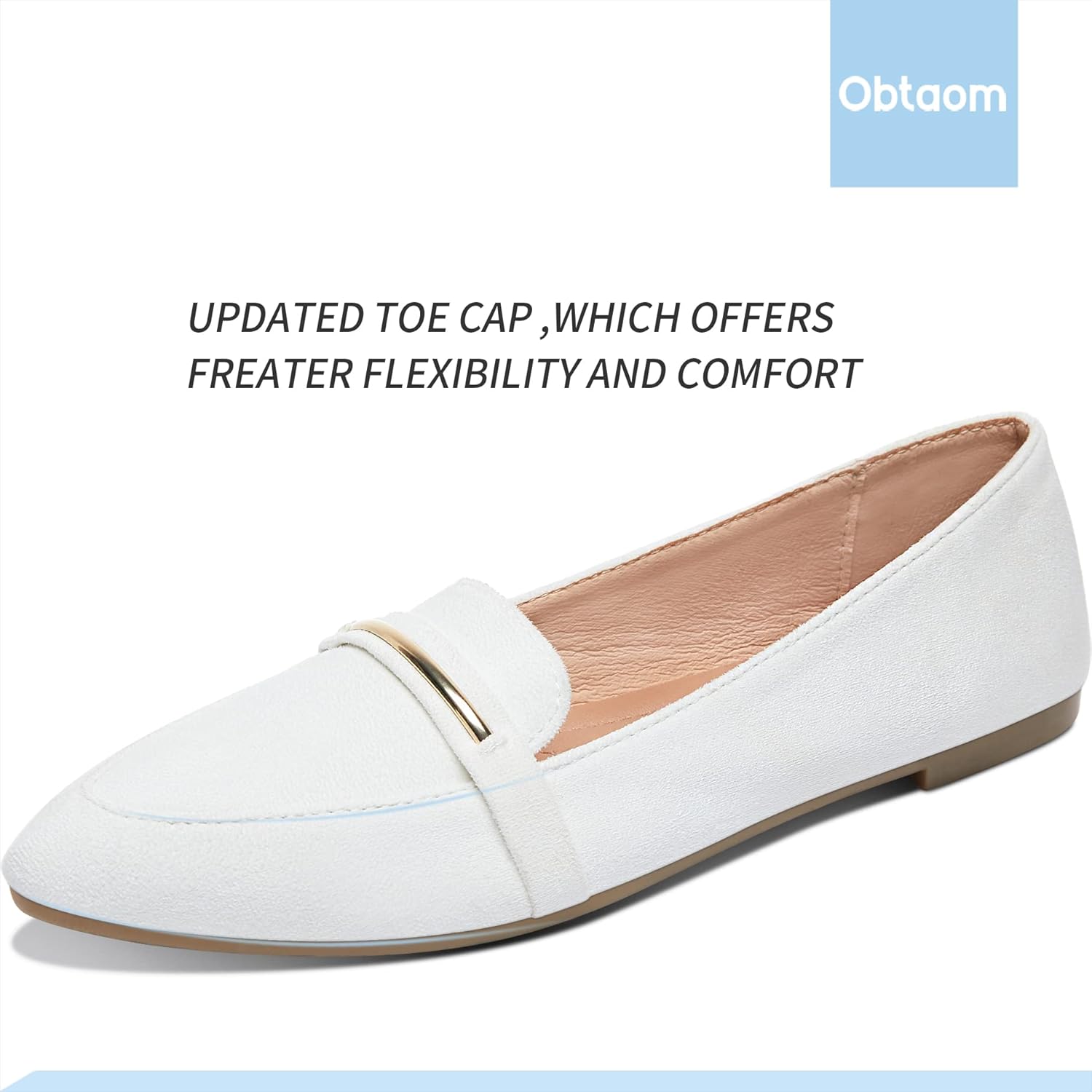 Obtaom Women's Pointy Toe Loafer Flat Comfortable Faux Suede Work Shoes,Cute Penny Loafer Slip On Ballet Flat - Image 7