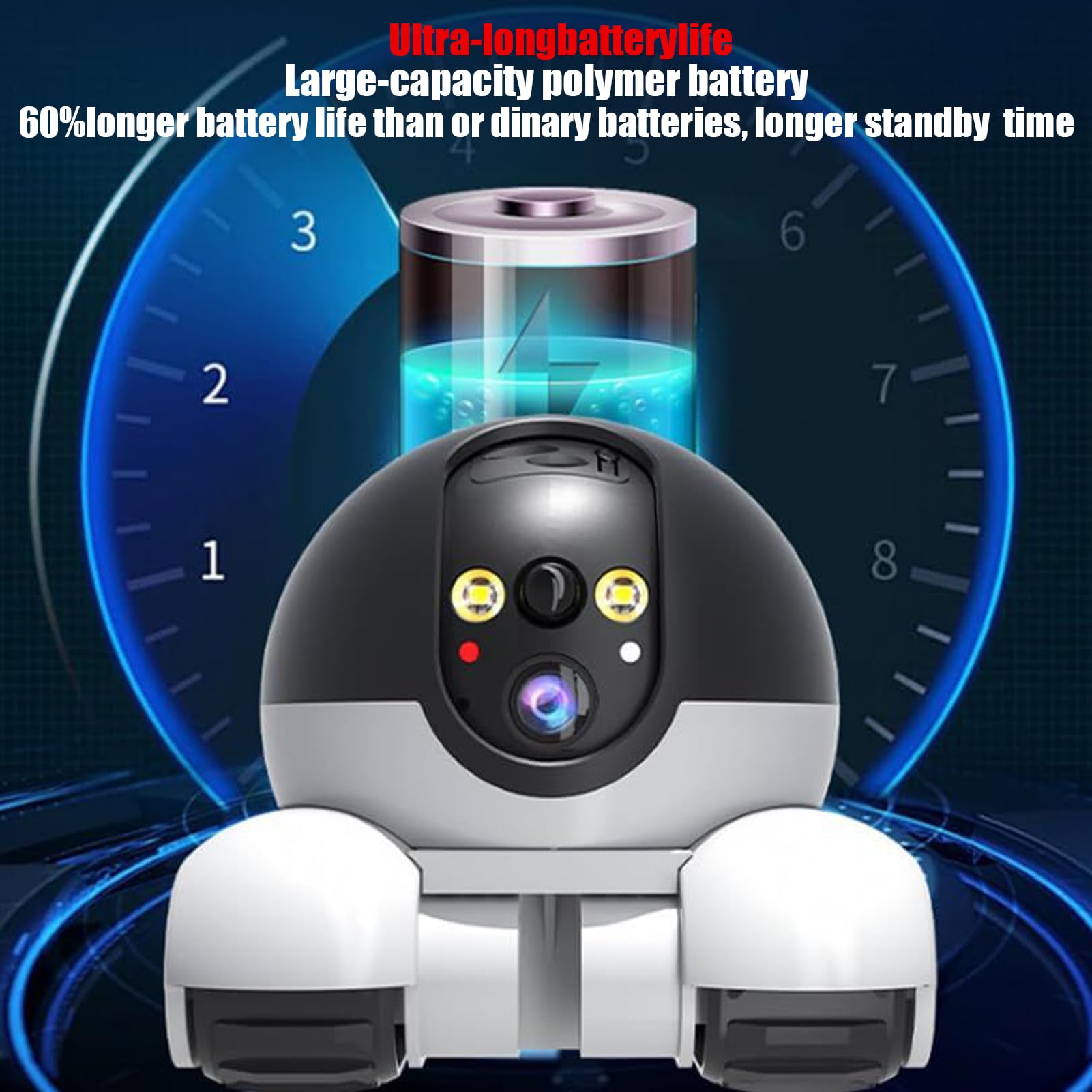 Blinky Bot Caméra de sécurité Mobile 1080p Double Objectif 360° AI Blanc