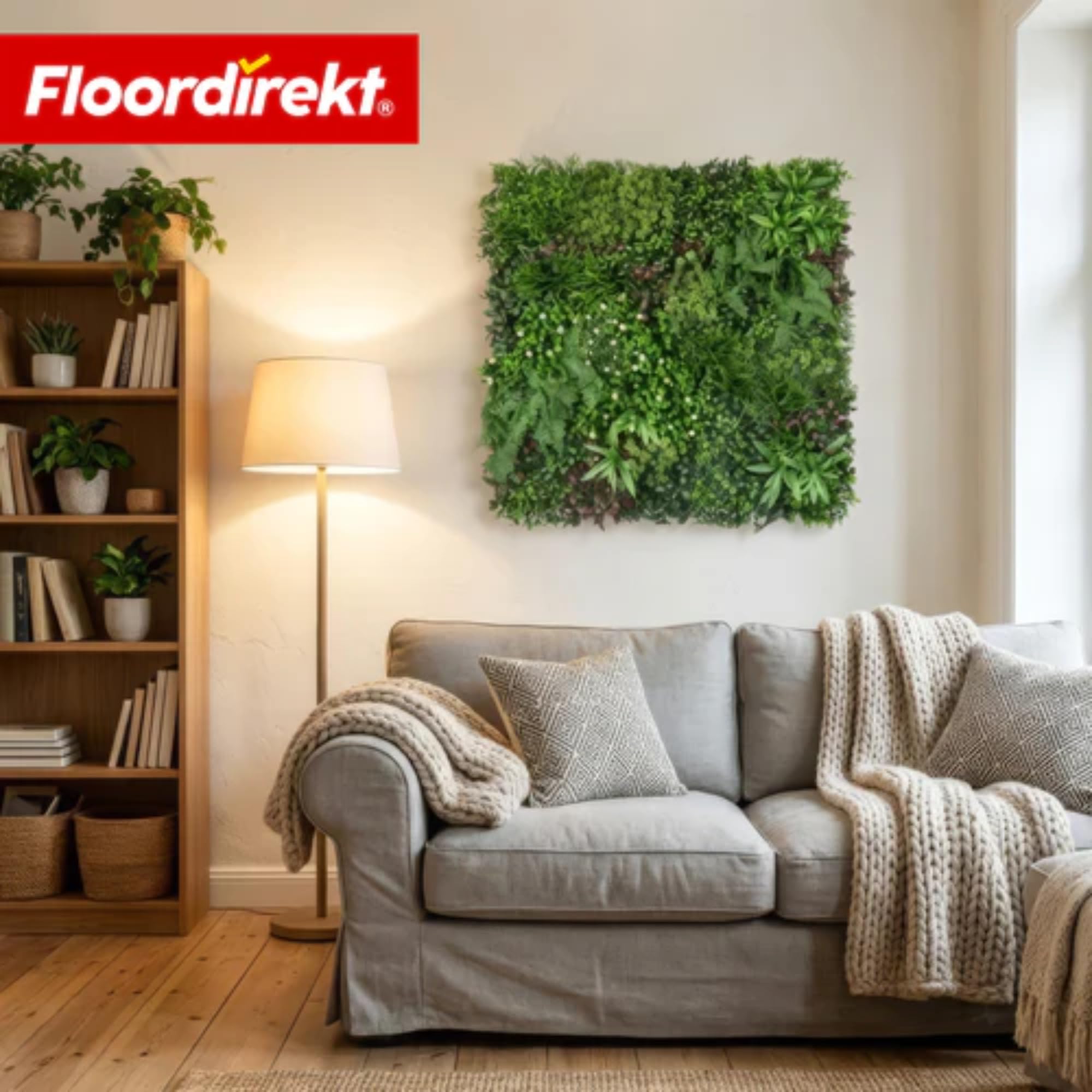 Floordirekt Ścianka dla roślin Wonderland 100 x 100 cm, sztuczna ściana z systemem zatrzaskowym, wierna naturalna, bez pielęgnacji zielona ściana, do użytku wewnątrz i na zewnątrz