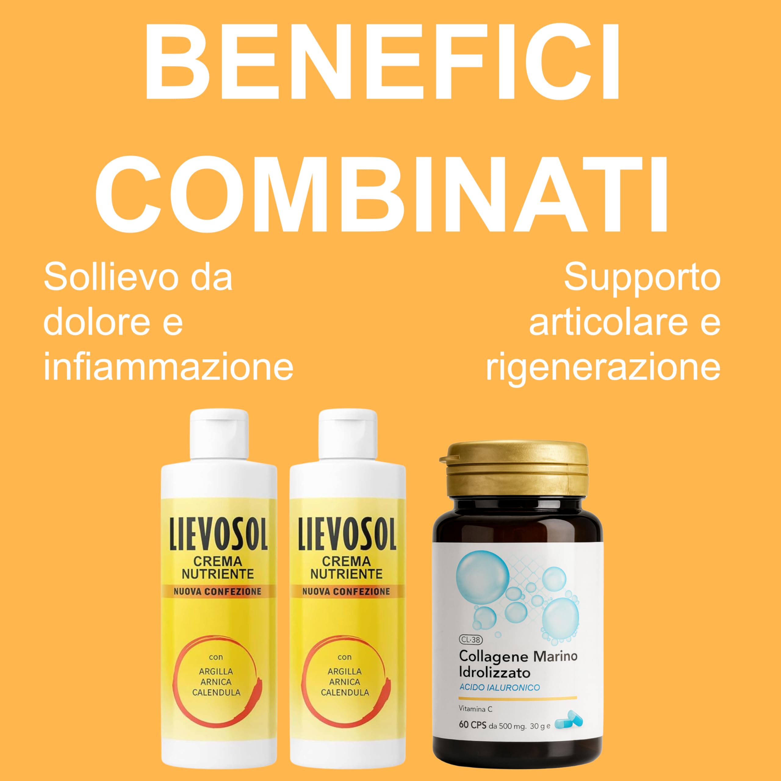 Collagene Marino e Acido Ialuronico + Crema Arnica, 200ml | Trattamento Antiage, Sollievo Muscolare, Elasticità della Pelle, Circolazione, Formula Naturale
