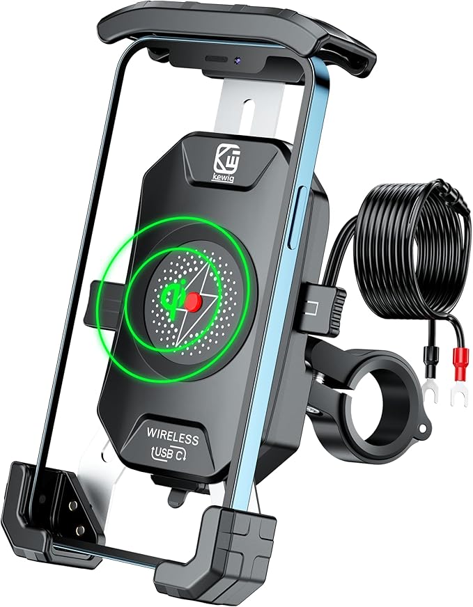 BRCOVAN Motorcycle Phone Mount with Qi 15W Wireless Charger