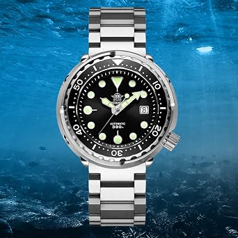 ADDIESDIVE Men's Automatic Mechanical Watch 300m Tuna Diver's Watch 8215 with Sapphire Glass Stainless Steel Strap