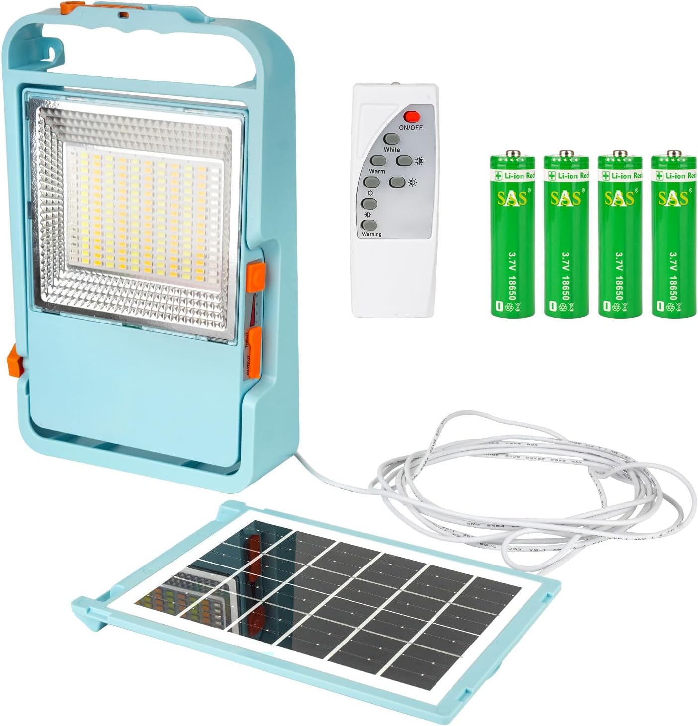 Portable LED Outdoor Solar Rechargeable Work Light, 10000 Lumens, 12000mAh Rechargeable Battery | Dual Fast Charging via Solar/USB | IP67 Waterproof | Suitable for Emergency, Repair, Camping