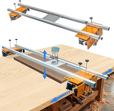 Upgrade 58 Inches Router Sled for Flattening Slabs, 3 Axis Adjustable High-precision Slab Flattening Router Sled, Sturdy Router Jig for Woodworking, Home Improvement Project, Home DIY