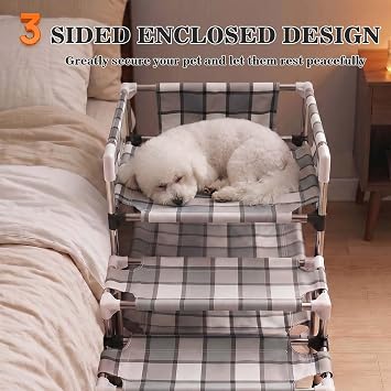 bedside dog bunk bed with guardrail & stairs, Elevated Double Pet beds