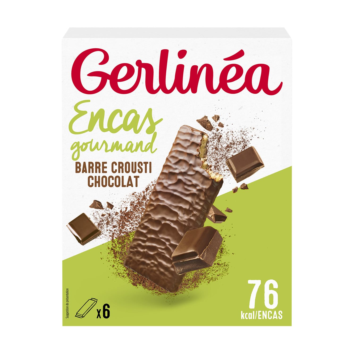 Gerlinéa - Crousti Chocolat - Gaufrette Croustillante pour un Encas Gourmand - Sans Gluten -102g (6 croustis de 17g)