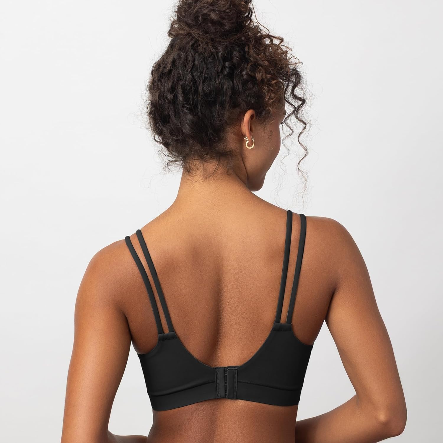 Floatley Cozy Adapt Medium Impact Sports Bra Wirefree Soft Comfort Back Closure Strappy Yoga Bra with Embedded Pads for Women - Image 3