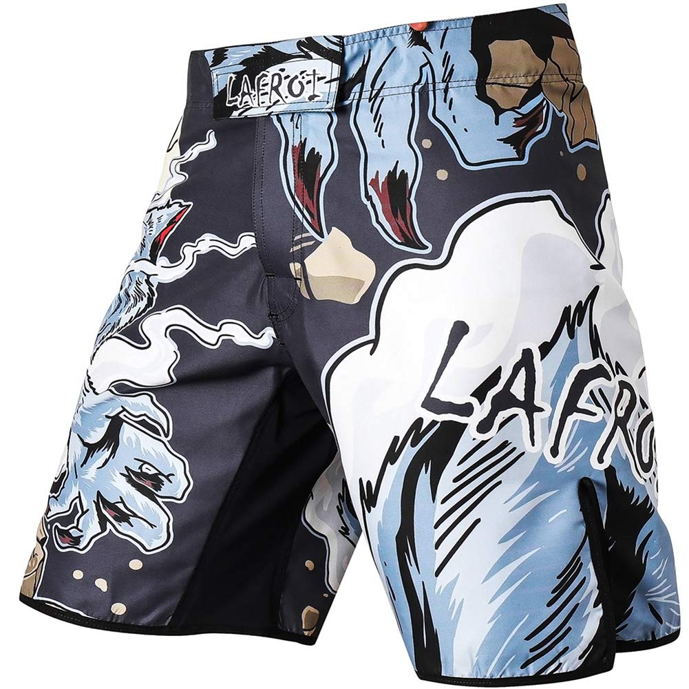 LAFROI Mens MMA Cross Training Boxing Shorts Trunks Fight Wear with Drawstring and Pocket-QJK01