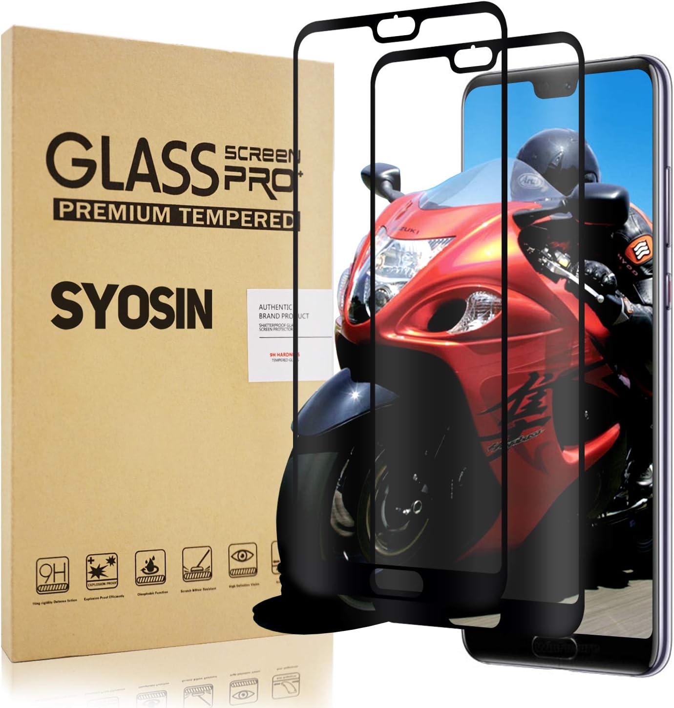MY Commerce [2 Pack Huawei P20 Pro Screen Protector, P20 Pro Screen Protector Tempered Glass [HD Clear] [9H Hardness] [Case Friendly] Protection Film for Huawei P20 Pro (SR-2)