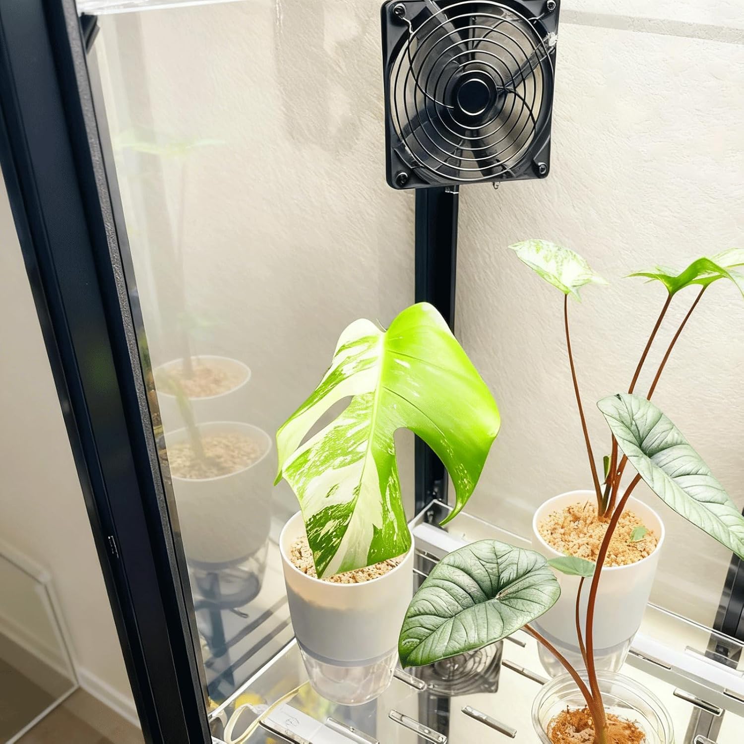Adjustable Fan Grill Mount Bracket, Compatible with Popular Greenhouse Cabinets Like Milsbo and AC Infinity Fans, Secure Clip for Enhanced Ventilation (120mm Fan Mount- White)