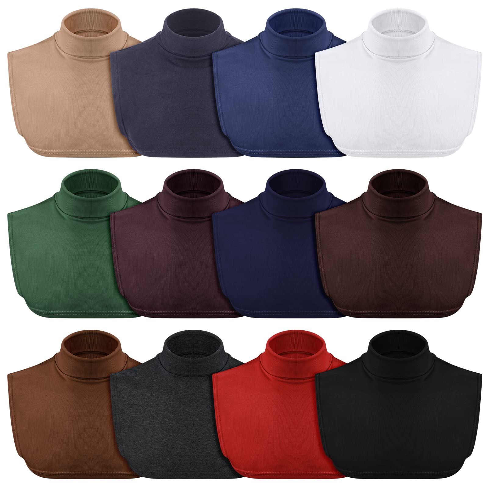 Sinmoe12 Pcs Fake Turtleneck Dickey Detachable Collars Set Mock Turtleneck Half Top Mock Blouse Collar Cotton Collar for Women Men