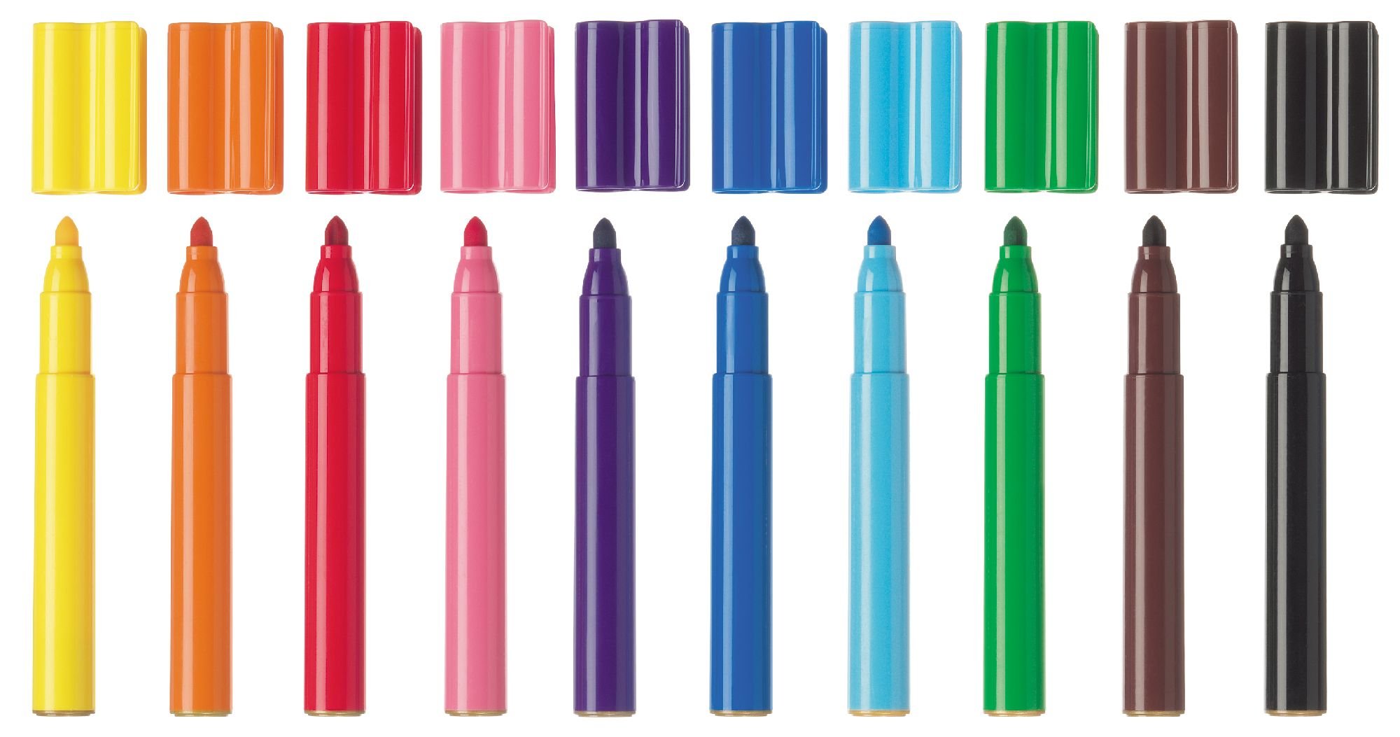 Faber-Castell 10 Feutres Jumbo Clip Colours – Encre Alimentaire, Couleurs Vives, Clip