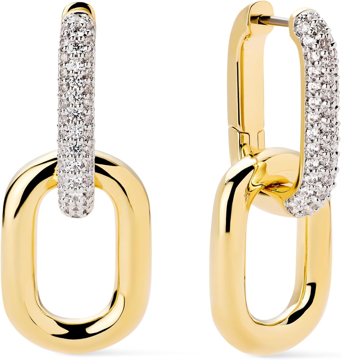 Ana Luisa Ash Double Hoop Earrings for Women - 14K Gold Plated, Silver & Two-Tone Drop Dangle Hoop Earring - Trendy Paperclip Link Huggie Hoop - Hypoallergenic, Water-Resistant & Tarnish-Free Jewelry
