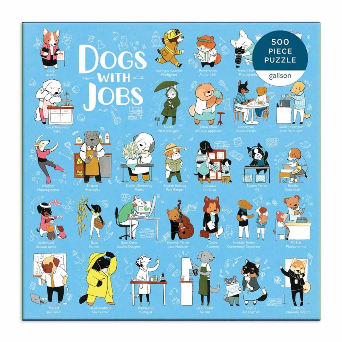 Galison Dogs with Jobs Jigsaw Puzzle - 500 Pieces -2 Galison Dogs with Jobs Jigsaw Puzzle - 500 Pieces -2