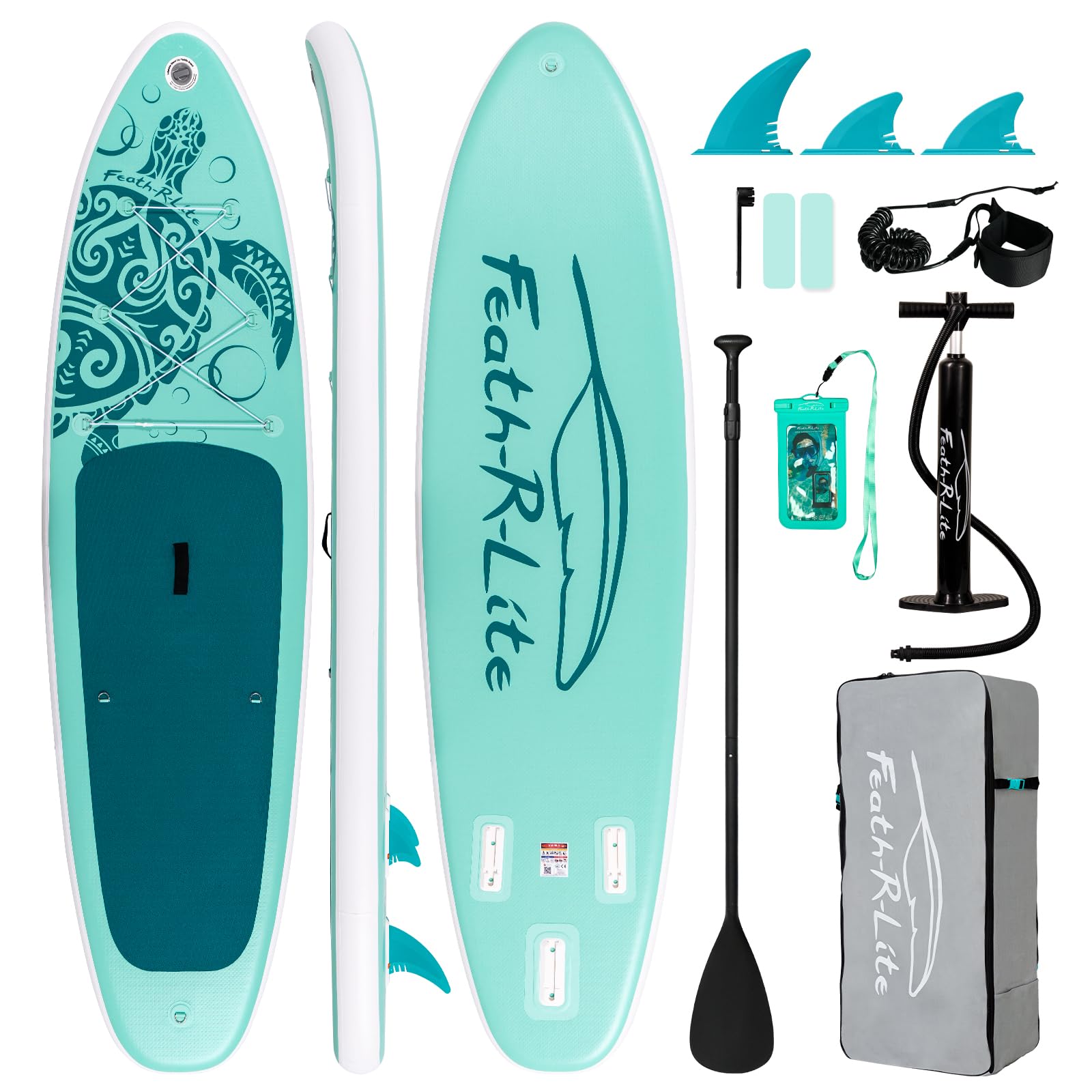 FEATH-R-LITE 10'6'' Inflatable Stand Up Paddle Board Ultra-Light Paddleboards - SUP Accessories Adjustable Paddle, Pump, Backpack, Leash, Fins for All Skill Levels — image 1