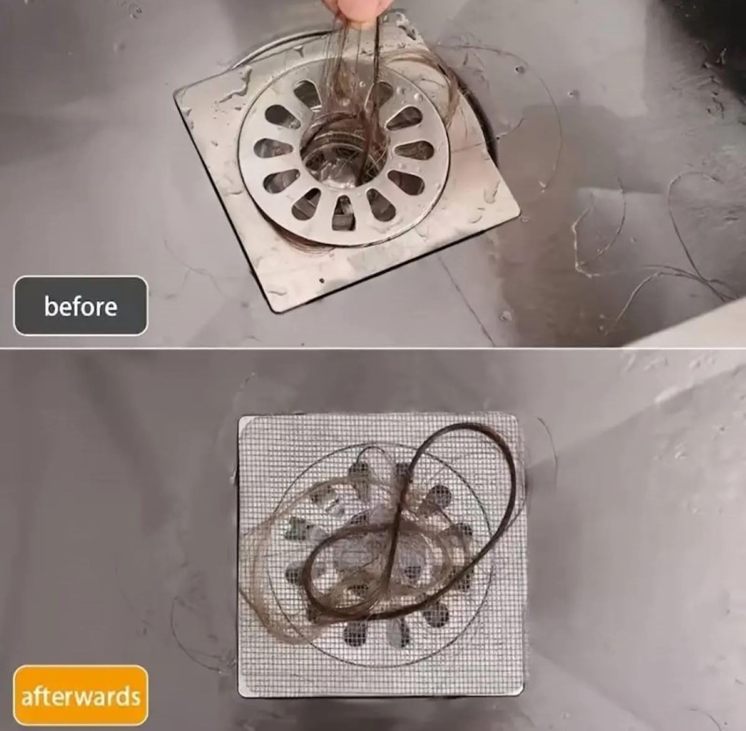 Orret Home Tek Kullanımlık Yapışkanlı Banyo Gideri Süzgeci ve Mutfak Evye Çöp Ayırıcı Seti – 10 Adet Saç ve Kıl Tutucu, Yapışkanlı Tek Kullanımlık Süzgeç-Yapışkanlı Tel Süzgeç