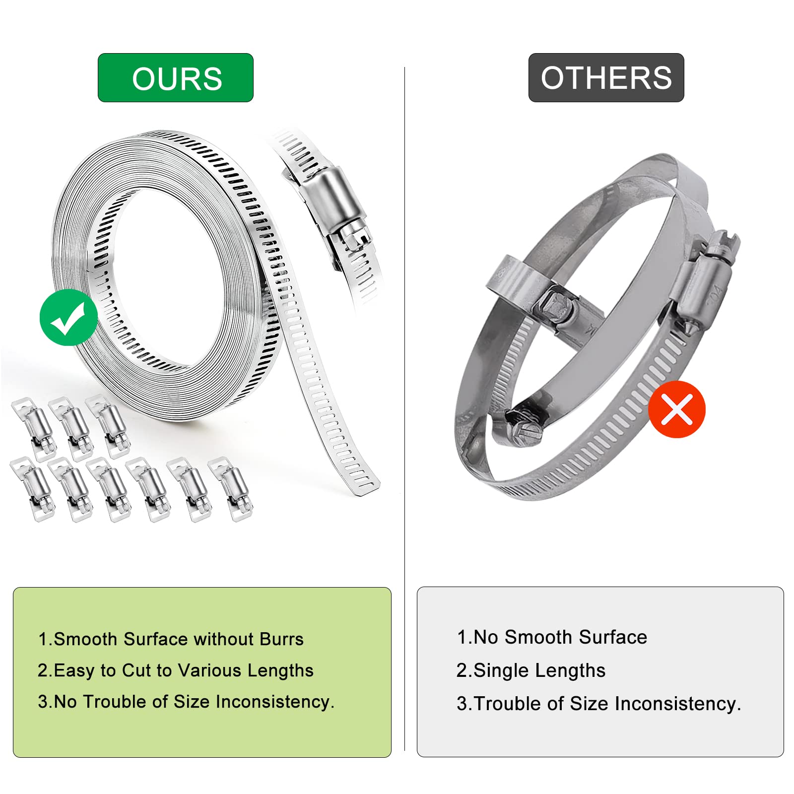 DERNORD 20 Pack Hose Clamps - 304 Stainless Steel, Adjustable 27-51mm, Worm Gear Clamps For Plumbing & Automotive - View #3