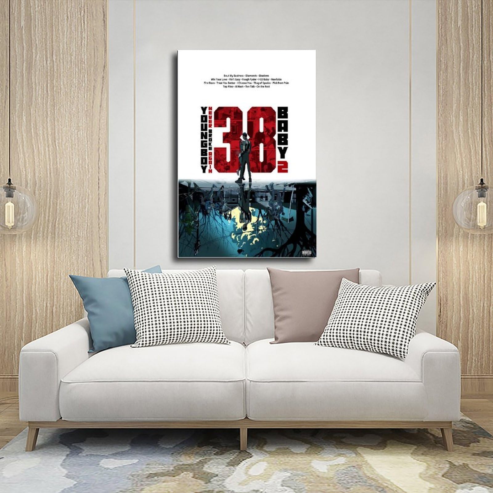 PUOGRD YoungBoy - Poster con download digitale, 38 album Baby 2, copertina di album musicali, decorazione da parete, decorazione per ufficio