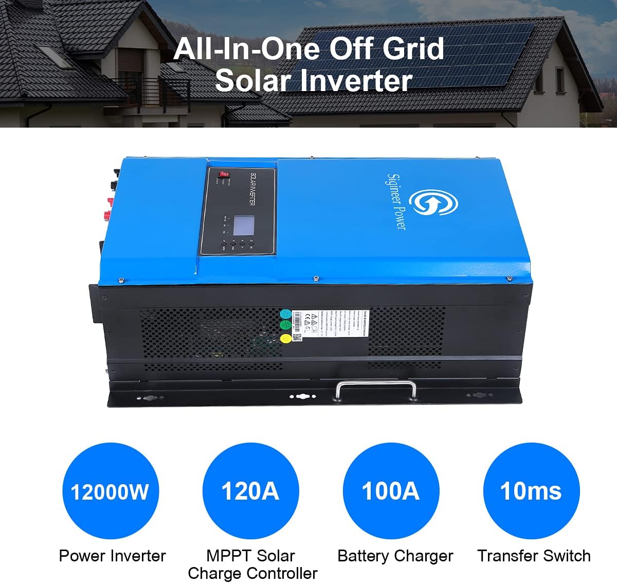 Sigineer Power Solar Inverter,12000W 48V DC to 120V 240V AC Pure Sine Wave Inverter,Built-in 120A MPPT Solar Charge Controller,Split Phase,Low Frequency,for House Off Grid Solar System : Patio, Lawn & Garden