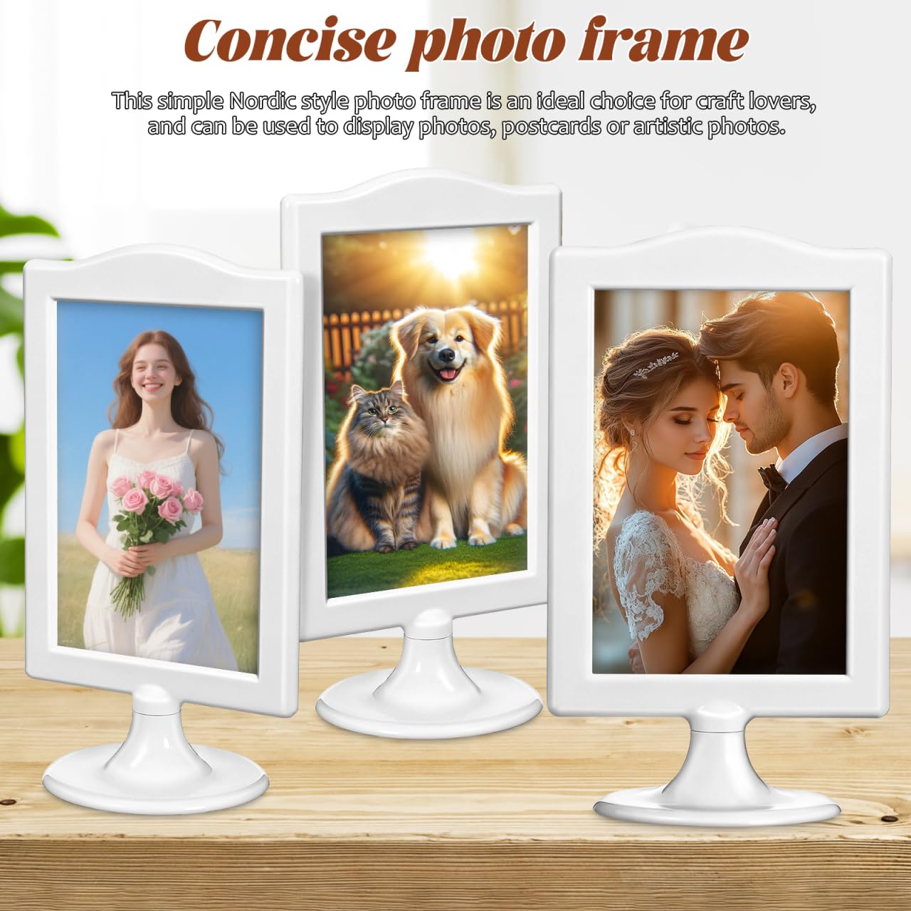 Yardwe Lot de 8 cadres photo, 12 x 21,5 cm, blanc, double face