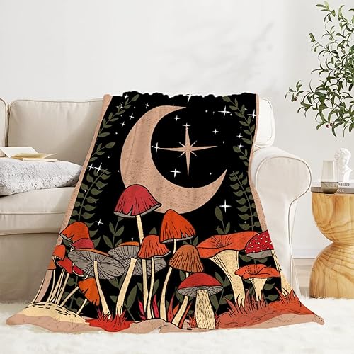 Miniatura 4 de Manta de hongos, ultra suave, cálida y ligera, de franela de forro polar de microhongos, para cama, sofá, viaje, decoración de hongos del hogar, 60