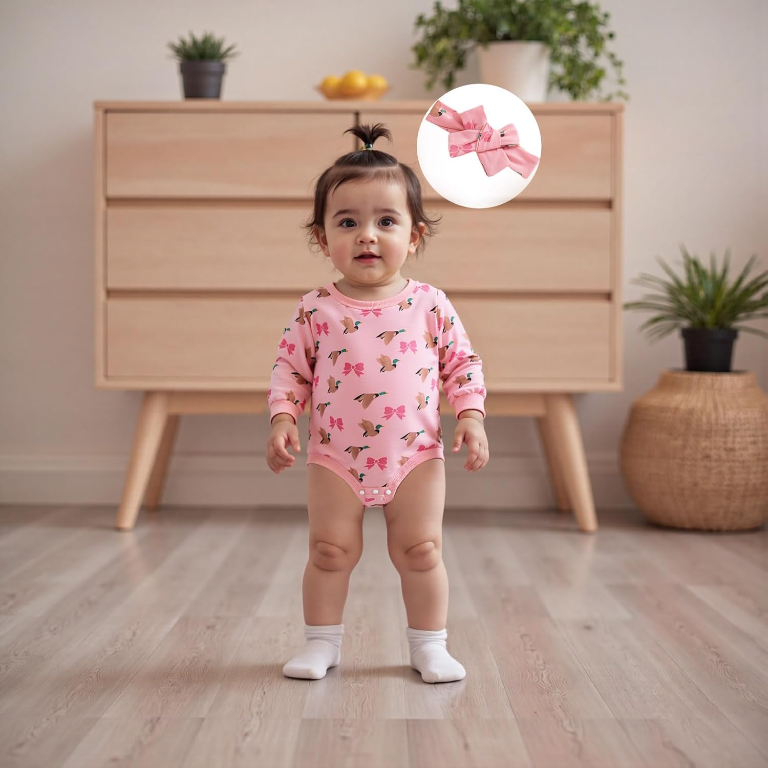 Baby Girl Silly Goose Clothes Long Sleeve Bubble Romper Waffle Bodysuit Fall Winter Outfit - Image 2