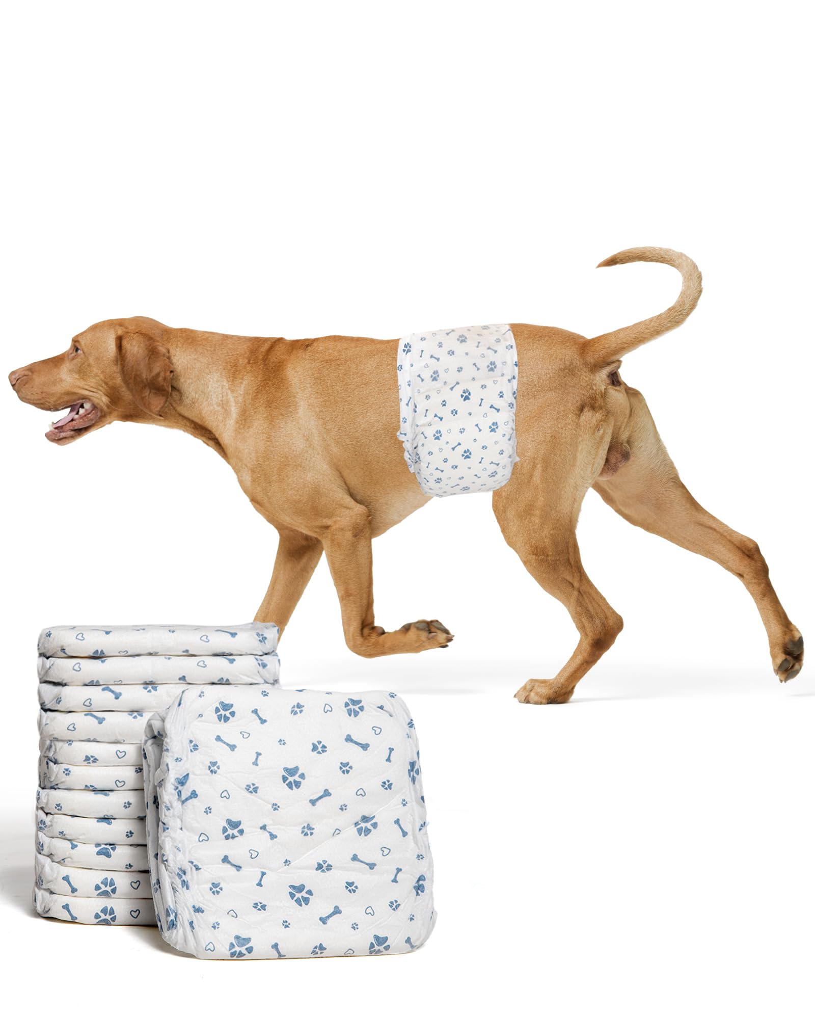 Pañales desechables para perros machos, tamaño mediano, 50 unidades, pañales para perros machos, pañales súper absorbentes para perros machos con marcado de incontinencia o micción excitable