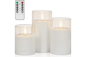 ANGELLOONG Clear Glass Flickering Flameless Candles: Illuminate Your Surroundings with Organic Decor