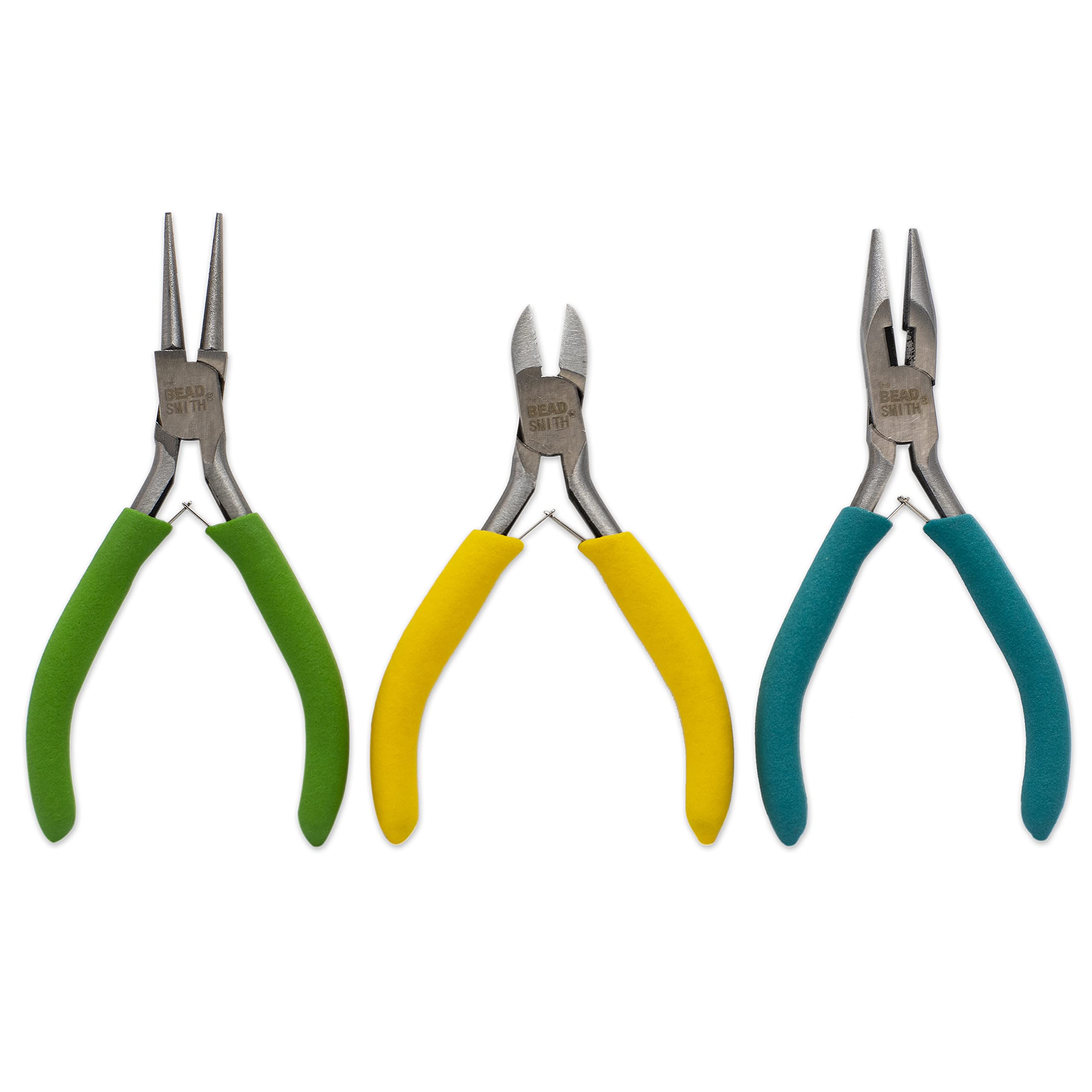 The Beadsmith Color-ID Pliers – Color Coded Set – 5 Inches, 3 Piece Kit: Chain Nose, Round Nose, &amp; Side Cutter – Tools for Jewelry Making